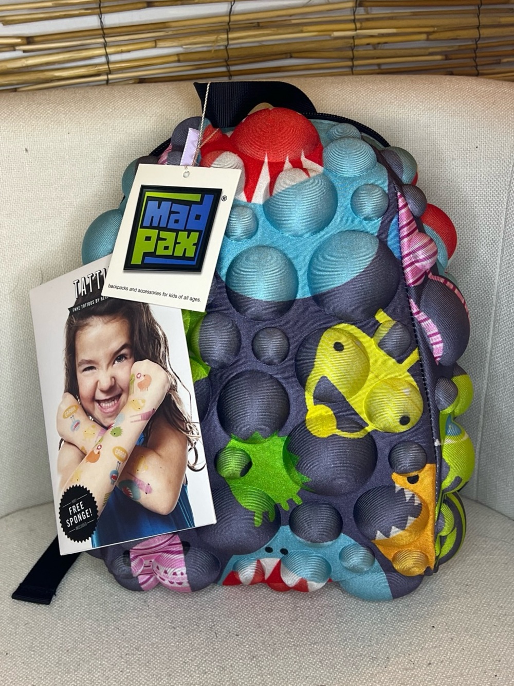 Kids Bubble Backpack in Multi-Color Monster Print